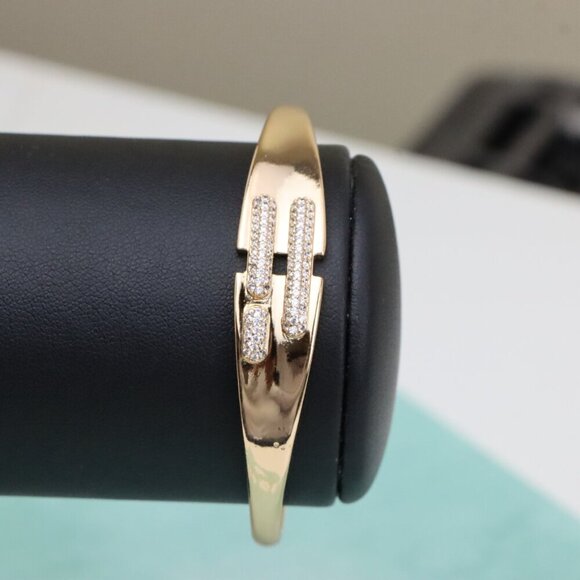 "Rose Gold Bangle with Triple Bar CZ Detailing, XPBL0449 - Picture 7 of 11